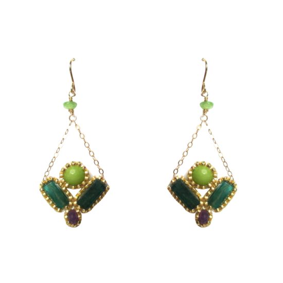 Laloo – Kaleidoscope Earrings, green and purple