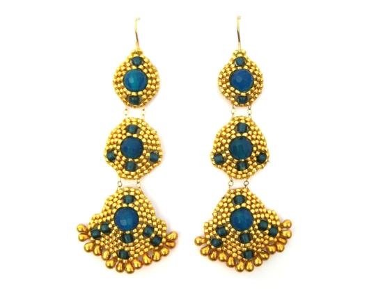 Orion Chandelier Earrings, blue jade