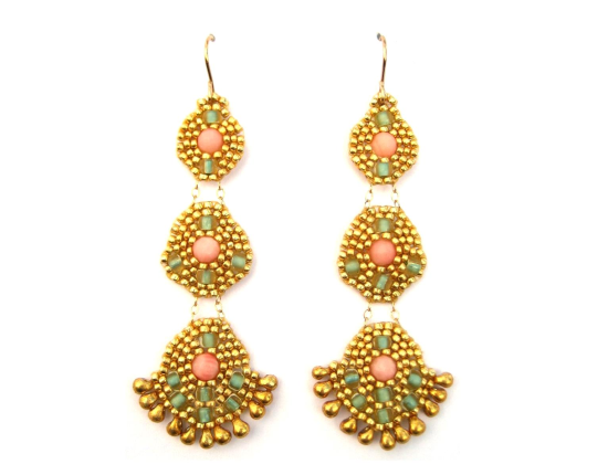 Orion chandelier earrings, pink coral