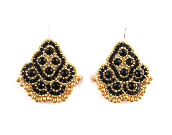 Andalucia Earrings, onyx and gold