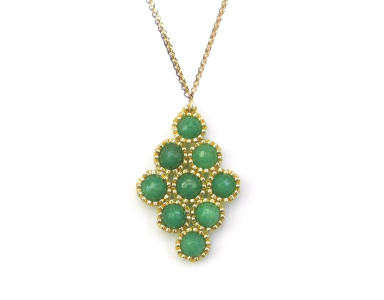 Dottie Diamond Pendant, green jade