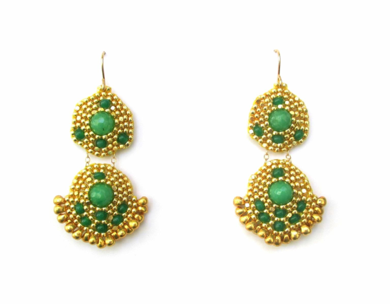 Orion Duo Earrings, green jade