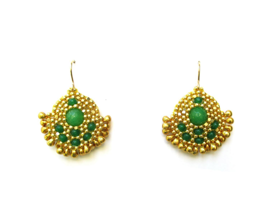 Orion Solo Earrings, emerald jade