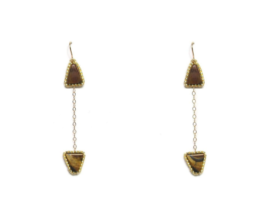 Laloo – Arrow Earrings, tigerseye, medium