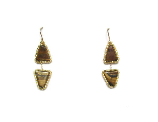 Laloo – Arrow Earrings, tigerseye, short