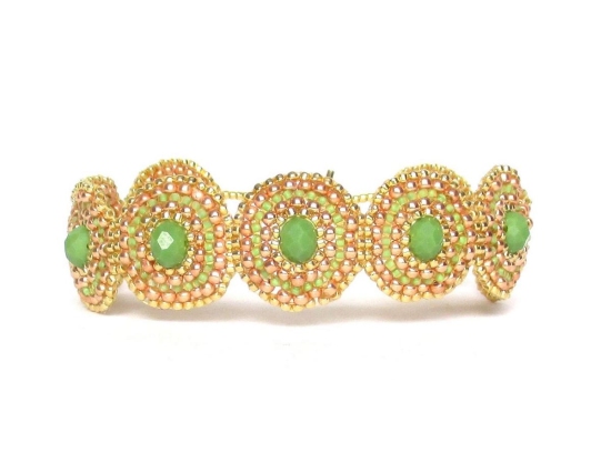 Laloo – Bullseye Bracelet, green glass, front