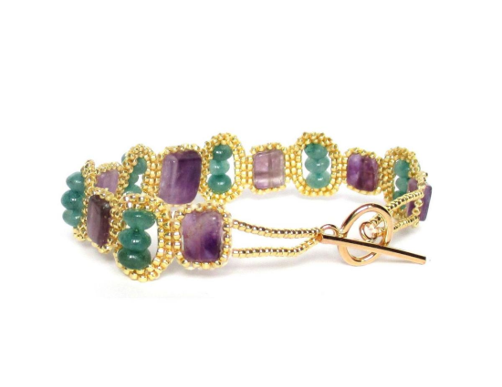 Laloo – Mosaic Bracelet, amethyst and aventurine, back