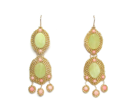 Laloo – Orion Chandeliers with Comets, lime agate and pink coral