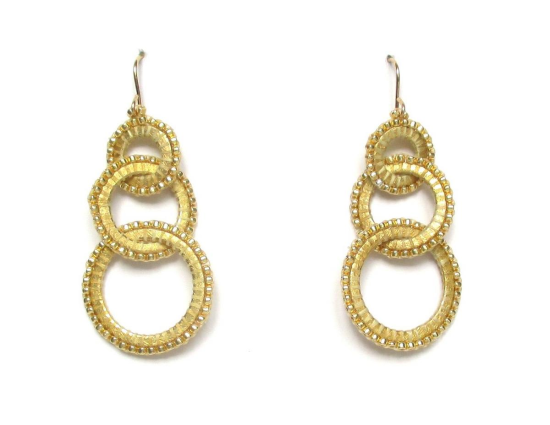 Laloo – Three Ring Earrings, glass