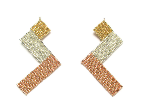 Laloo – Zig Zag Earrings, gold silver and rose gold, medium