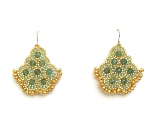 Laloo – Andalucia Earrings, green jade with gold