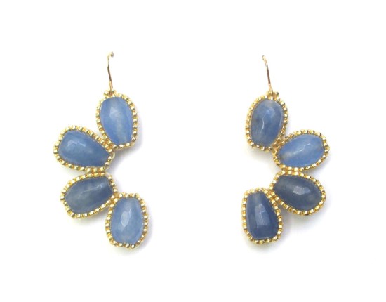 Laloo – Asterisk Crescent Earrings, blue jade