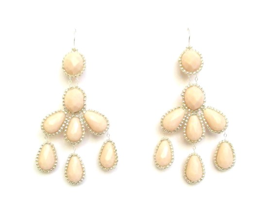 Laloo – Hyades Chandelier Earrings, blush glass with silver