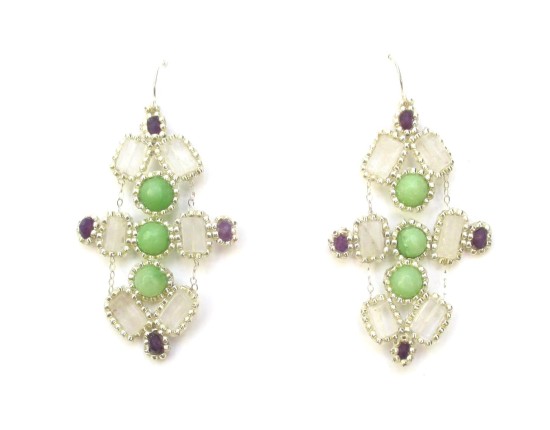 Laloo – Kaleidescope Chandeliers, green jade, purple agate and clear quartz