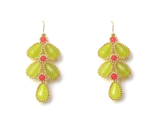 Laloo – Wisteria Earrings, lime and berry jade