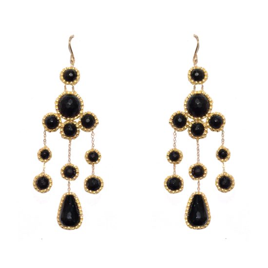 Laloo – Bubbles Duster Earrings, onyx and obsidian