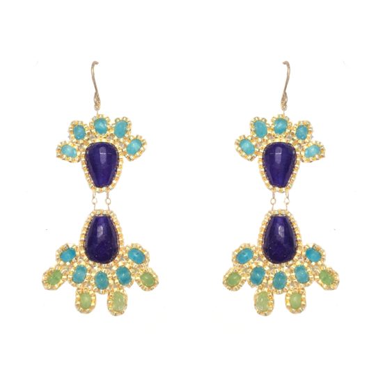 Laloo – Fireworks Chandeliers, blue jade and blue and green agate